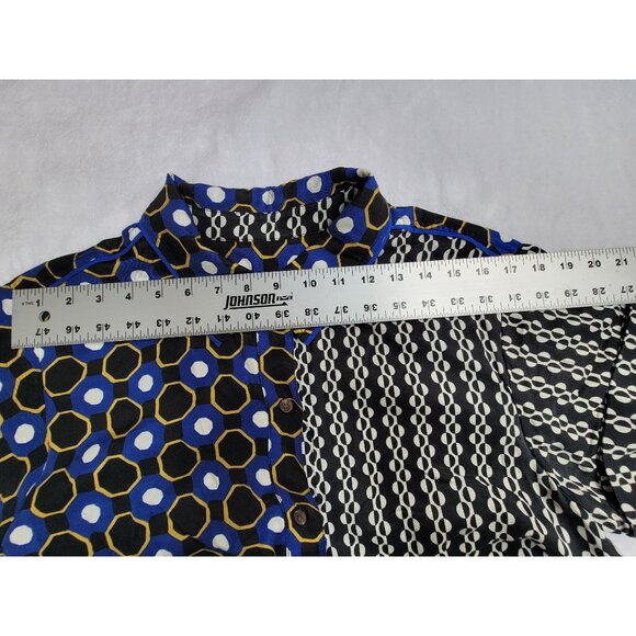 Anthropologie Maeve Contrast Midi Shirt Dress Medium Patchwork Boho Short Sleeve - Picture 6 of 9